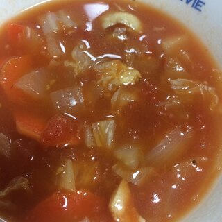 白身魚で食べるトマトスープ( *´艸｀)